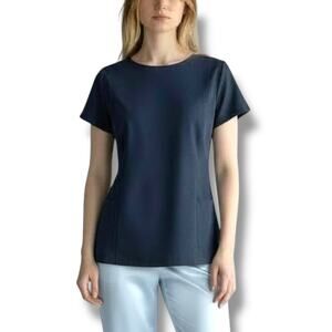 NWOT Boden Size 4 Navy Blue Ponte Cotton Knit Top Blouse Shirt